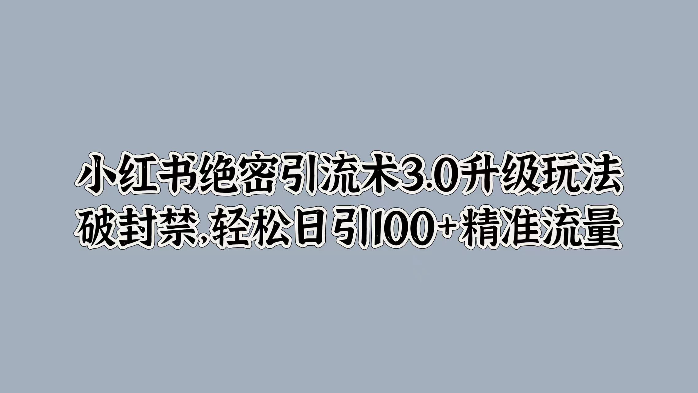 小红书绝密引流术3.0升级玩法，破封禁，轻松日引100+精准流量-锦晨科技网
