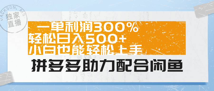 拼多多助力配合闲鱼 一单利润300% 轻松日入500+ 小白也能轻松上手！-锦晨科技网