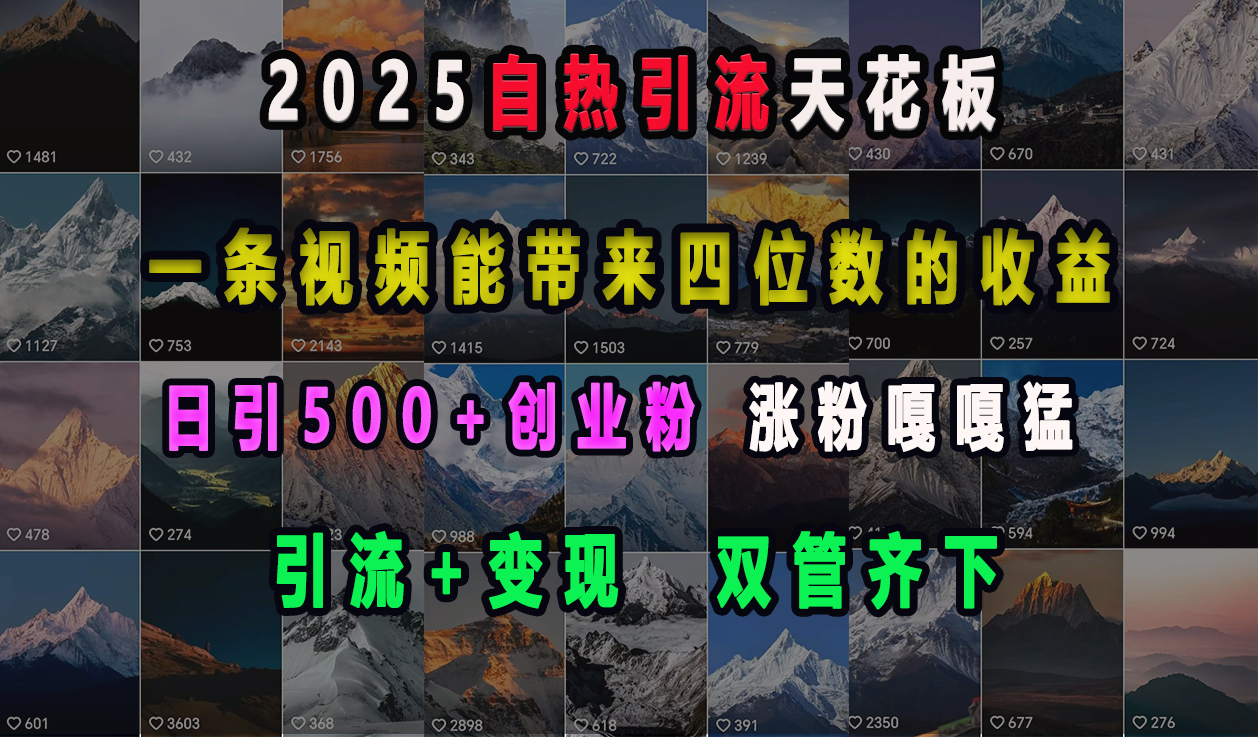 2025自热引流天花板，一条视频能带来四位数的收益，引流+变现双管齐下，日引500+创业粉，涨粉嘎嘎猛-锦晨科技网