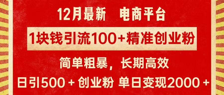 拼多多淘宝电商平台1块钱引流100个精准创业粉,简单粗暴高效长期精准,单人单日引流500+创业粉,日变现2000+-锦晨科技网