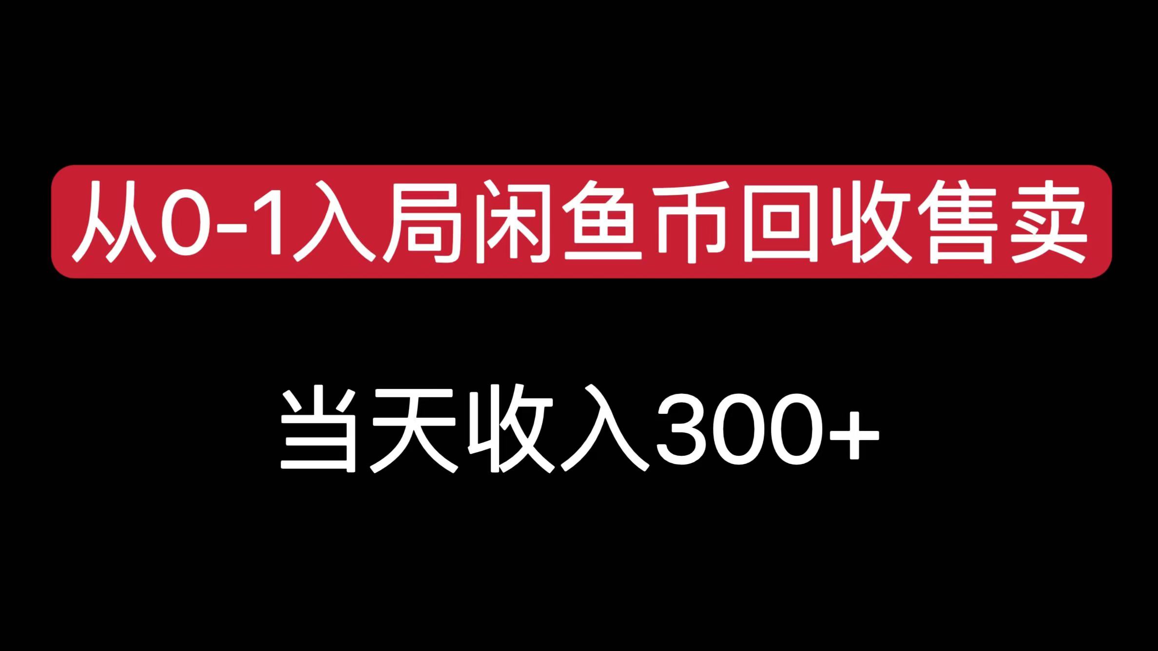 从0-1入局闲鱼币回收售卖,当天收入300+-锦晨科技网
