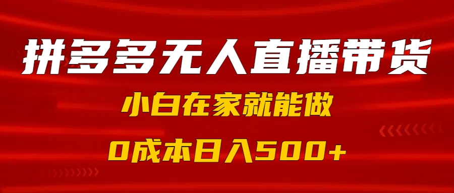 拼多多无人直播带货，小白在家就能做，0成本日入500+-锦晨科技网