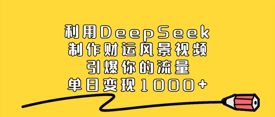利用DeepSeek制作财运风景视频，引爆你的流量，单日变现1000+-锦晨科技网