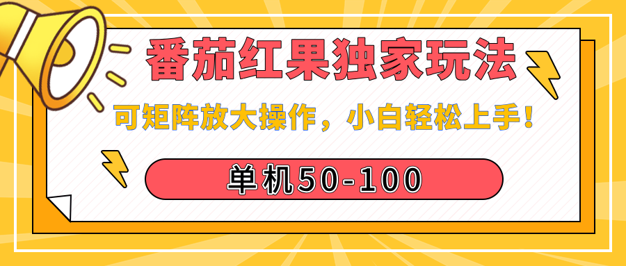 番茄红果独家玩法,单机50-100,可矩阵放大操作,小白轻松上手!-锦晨科技网