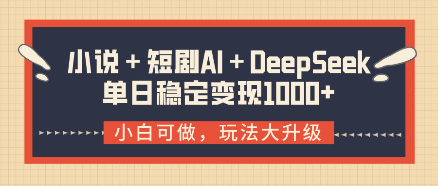 小说＋短剧AI＋DeepSeek结合变现，单日稳定变现1000+-锦晨科技网