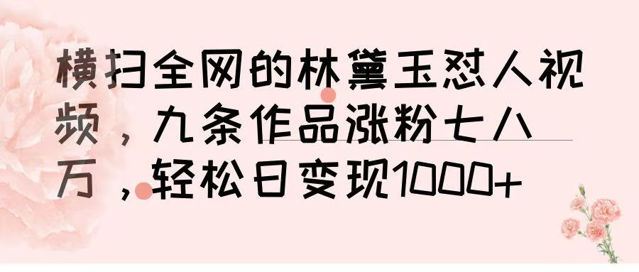 横扫全网的林黛玉怼人视频，九条作品涨粉七八万，轻松日变现 1000➕-锦晨科技网