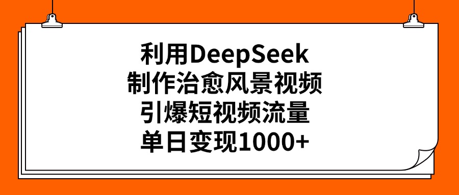 利用DeepSeek,制作治愈风景视频,引爆短视频流量,单日变现1000+-锦晨科技网