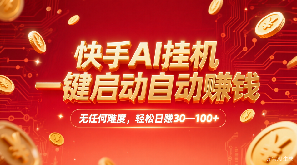 快手AI，一键启动自动赚钱 无任何难度，轻松一天30—100+-锦晨科技网