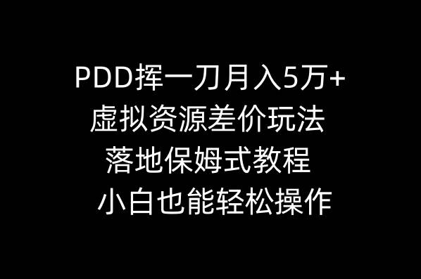 PDD挥一刀月入5万+，虚拟资源差价玩法，落地保姆式教程，小白也能轻松操作-锦晨科技网