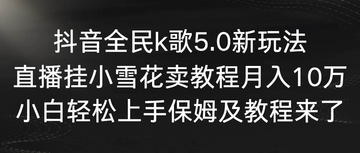 抖音全民k歌5.0新玩法，直播挂小雪花卖教程月入10万，小白轻松上手，保...-锦晨科技网