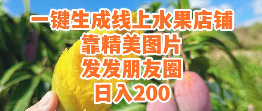 一键生成线上水果店，靠精美图片发发朋友圈，也能日入200-锦晨科技网