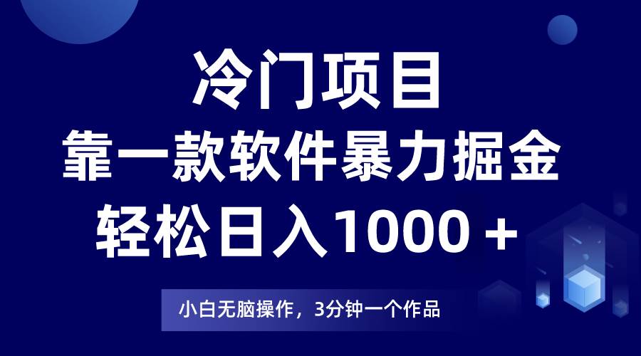 冷门项目，靠一款软件暴力掘金日入1000＋，小白轻松上手第二天见收益-锦晨科技网