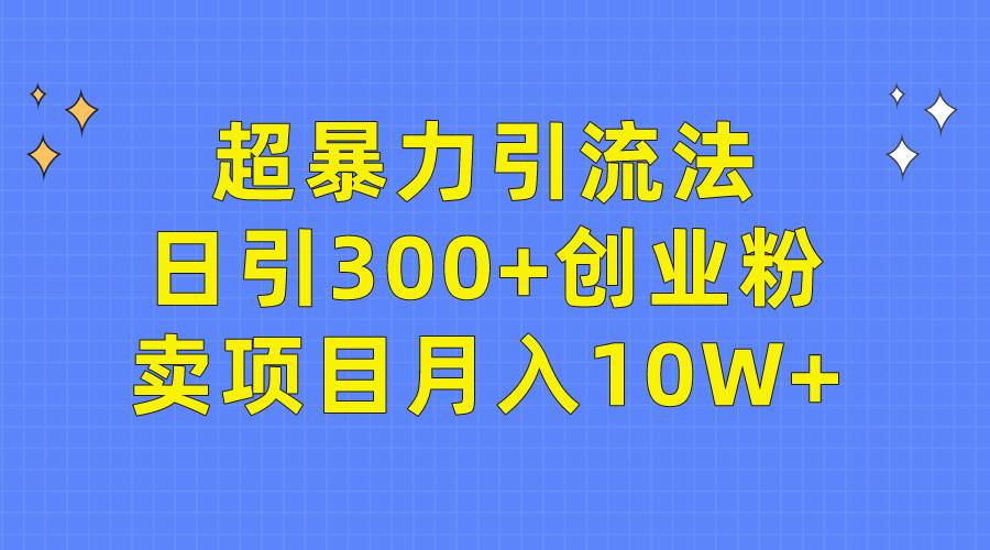 超暴力引流法，日引300+创业粉，卖项目月入10W+-锦晨科技网