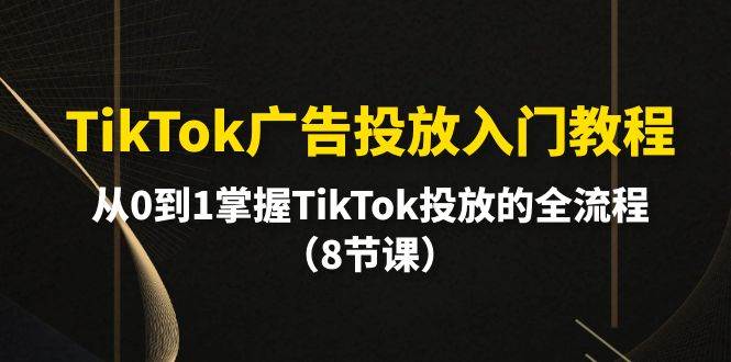 TikTok广告投放入门教程，从0到1掌握TikTok投放的全流程（8节课）-锦晨科技网