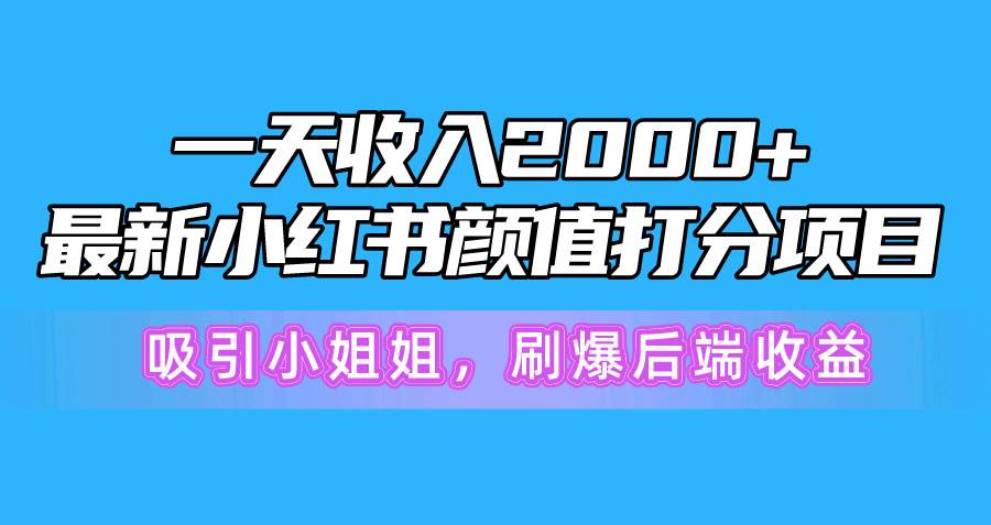 一天收入2000+，最新小红书颜值打分项目，吸引小姐姐，刷爆后端收益-锦晨科技网