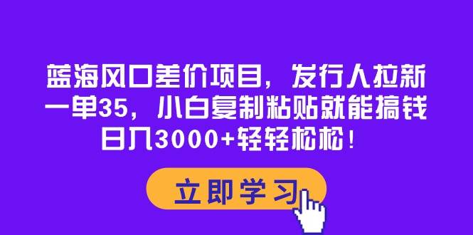 蓝海风口差价项目,发行人拉新,一单35,小白复制粘贴就能搞钱!日入3000+轻轻松松-锦晨科技网