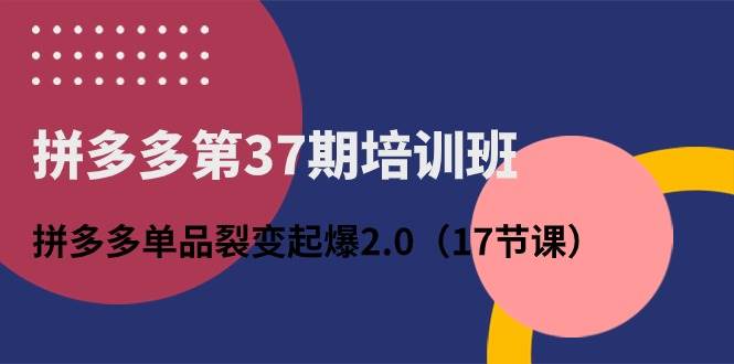拼多多第37期培训班：拼多多单品裂变起爆2.0（17节课）-锦晨科技网