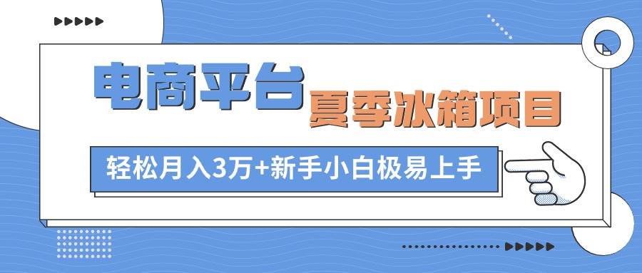 电商平台夏季冰箱项目，轻松月入3万+，新手小白极易上手-锦晨科技网
