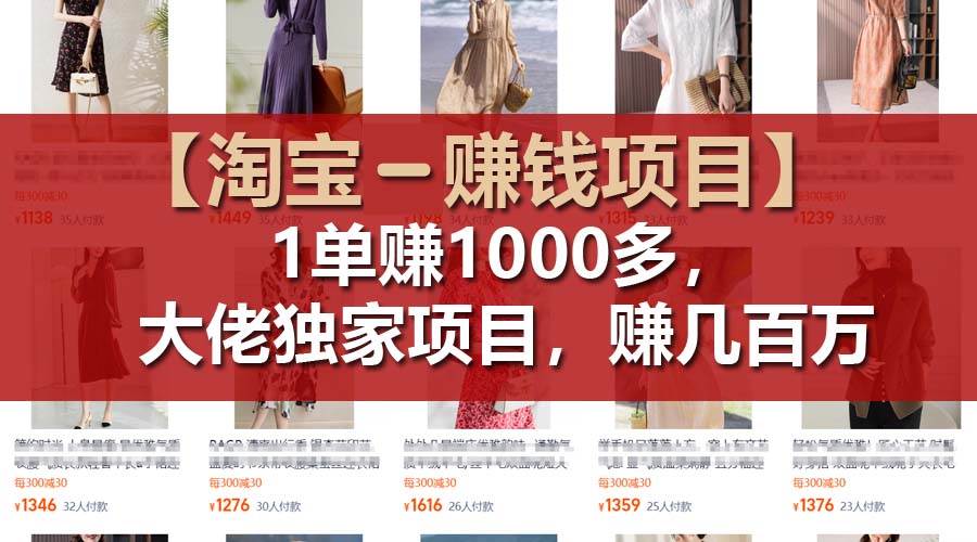 【淘宝赚钱项目】1单可赚1000多，大佬独家项目，年赚几百万-锦晨科技网